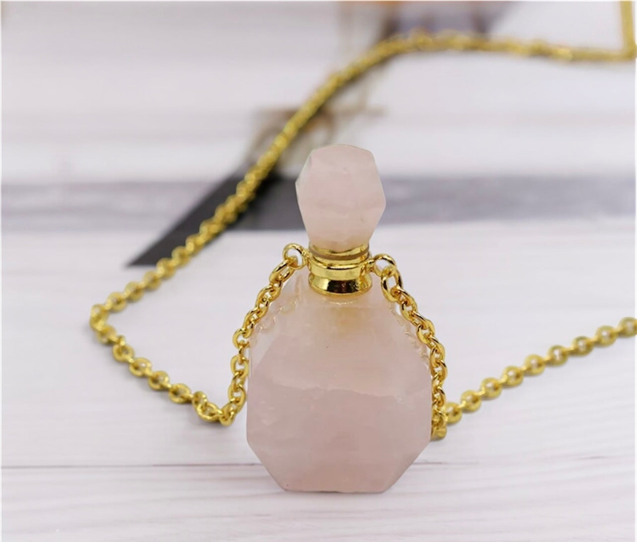 Collier pendentif Quartz rose